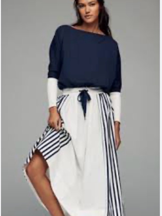 fresh produce Dresses & Skirts - Anthropologie NWT fresh produce Navy and White Striped Maxi Skirt